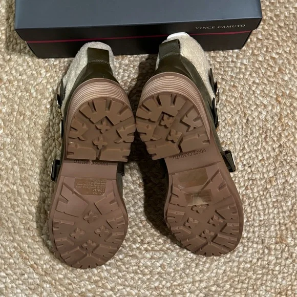 NWT Vince Camuto KLerica Leather Moto/Hiker Boot Olive / Natural Verona Sz 10 - Picture 6 of 8